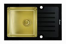 Мойка Seaman Eco Glass SMG-780B Gold, вентиль-автомат (PVD)