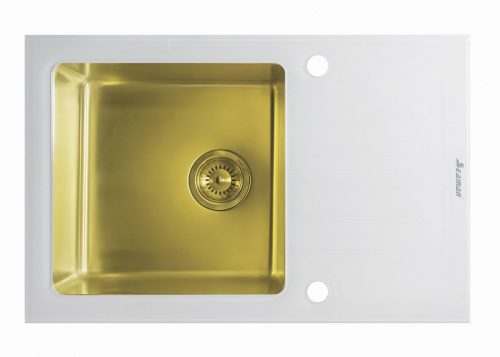 Мойка Seaman Eco Glass SMG-780W Gold, вентиль-автомат (PVD)