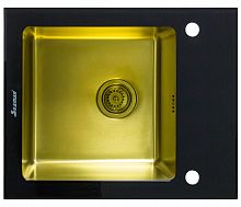 Мойка Seaman Eco Glass SMG-610B Gold, вентиль-автомат (PVD)