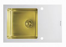 Мойка Seaman Eco Glass SMG-780W Gold, вентиль-автомат (PVD)
